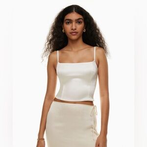 Aritzia Lovefest Satin Bustier in Light Birch